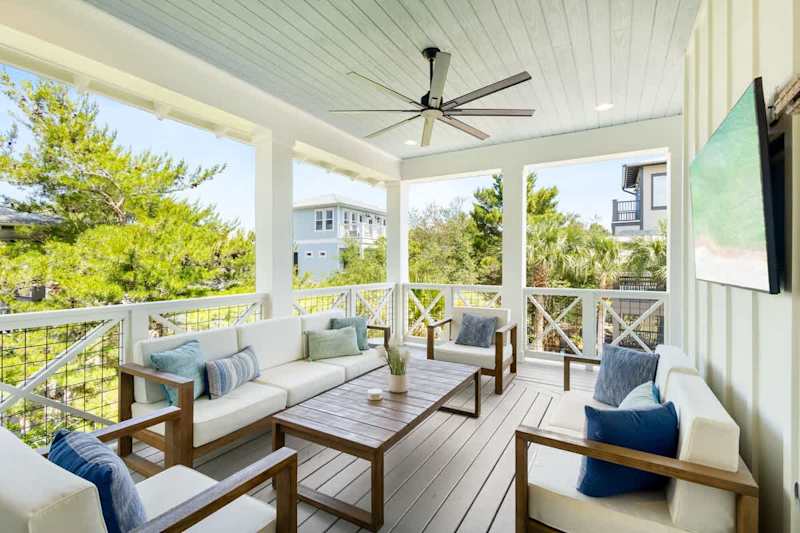Multiple outdoor patio spaces with tbs are prefect for entertaining!
