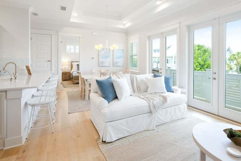 Living room space features a Queen sleeper sofa.