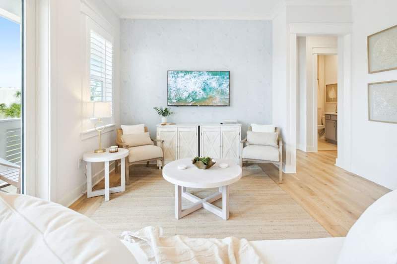 Living room space has a smart TV.