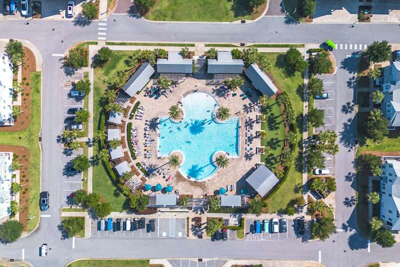 5,000 sq ft community pool that is heated October/November & March/April. Also features gas grilling cabanas.