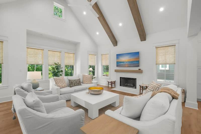 Home features multiple spacious seating areas.