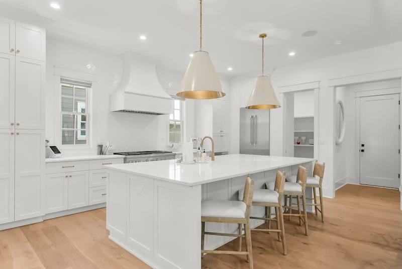 Large, fully stocked gourmet kitchen.
