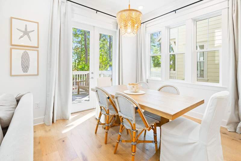 Dining room table with seating for 6.