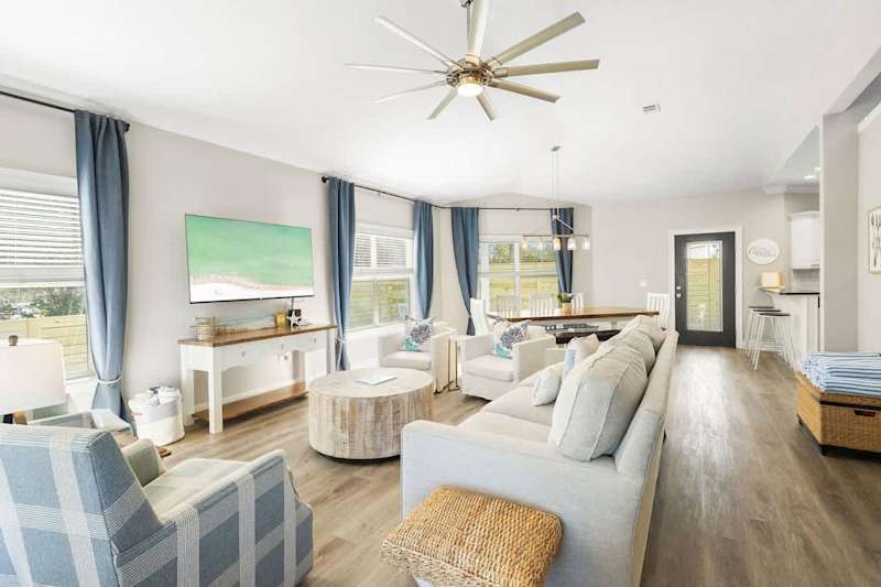 Upon entering the home, you are welcomed by a large open concept floor plan.
