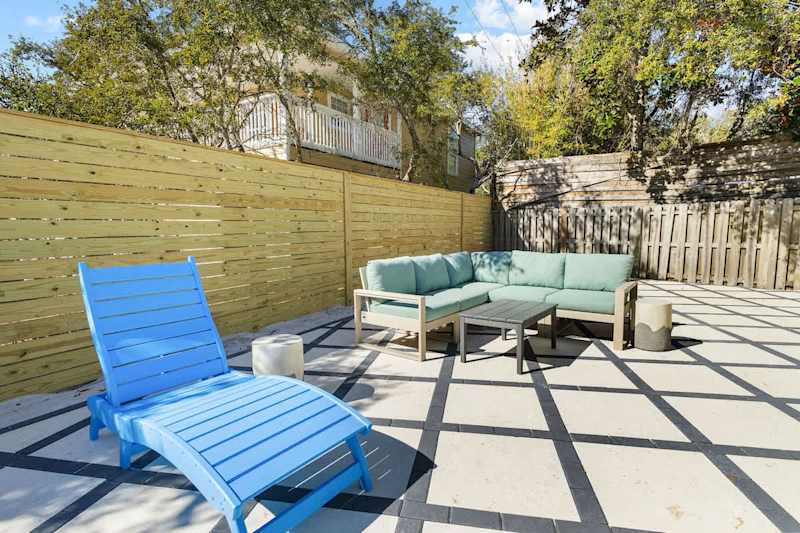 Patio features plenty of seating.