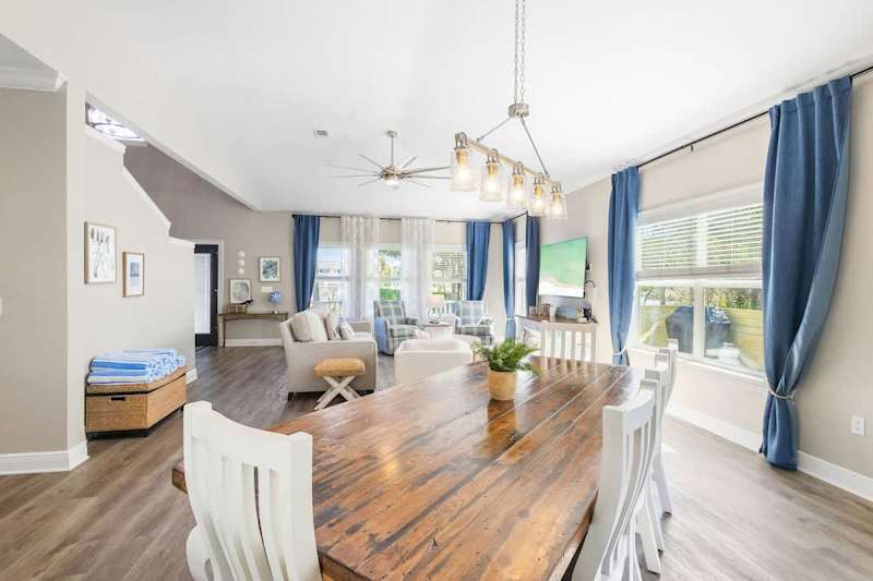 Dining room table features seating for 6.