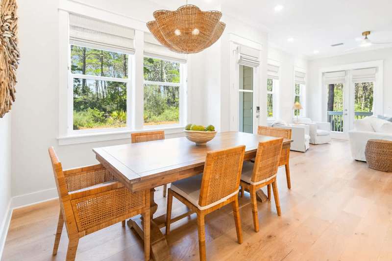 Dining room table with seating for 6.