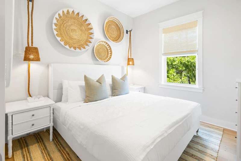Bedroom #1 features a king bed and smart tv.