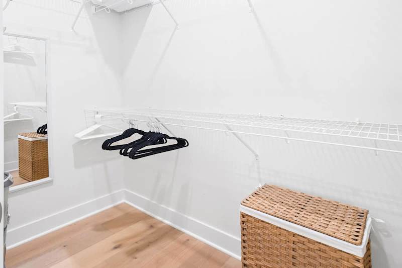 Bedroom features a large walk-in closet.