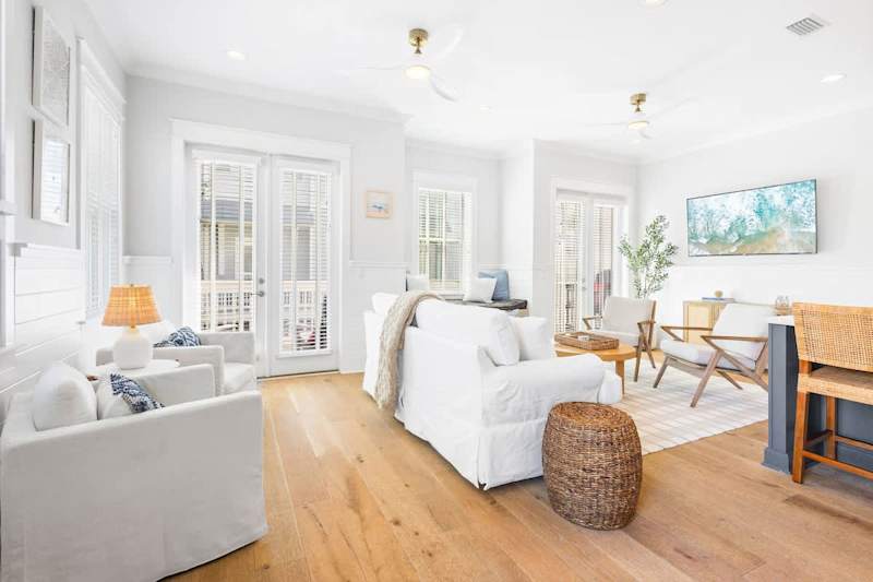 Living room features a smart tv.