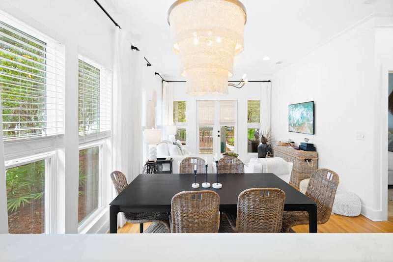 Dining room table has seating for 6.