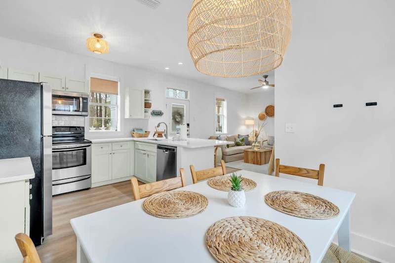 Dining room table features seating for 6.