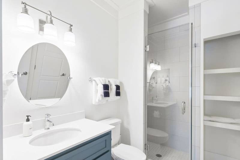 Bathroom features a walk-in shower.