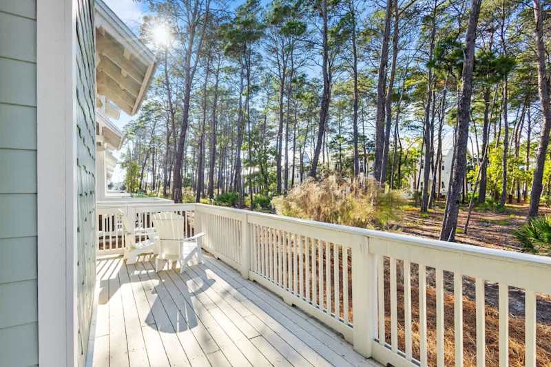Large peaceful private patio off living room to enjoy a morning cup of coffee.