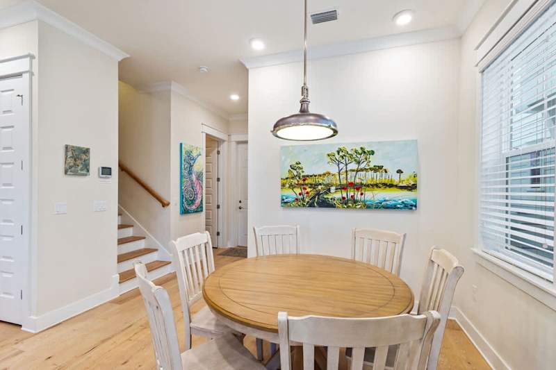 Dining room table features seating for 6.