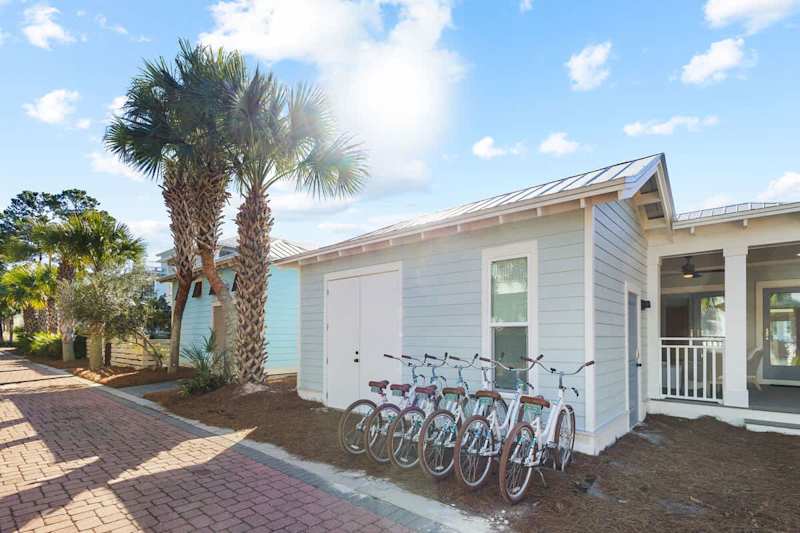 You will find all of your beach essentials in the back shed off the patio.