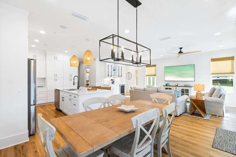 Dining room table features seating for 6.
