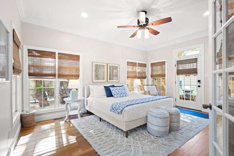 Bedroom #1 features a king bed, ensuite and walkout to patio.