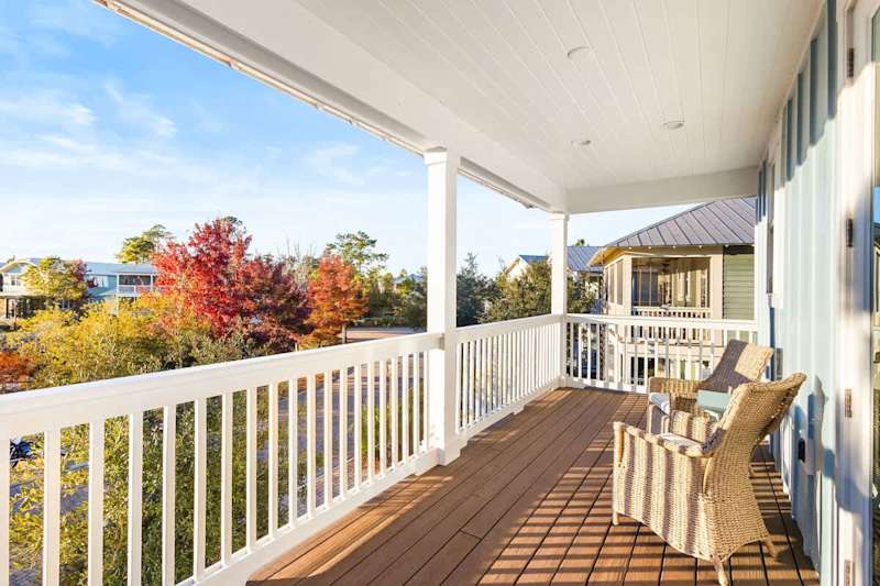 Second floor balcony is the perfect spot to enjoy a morning cup of coffee while taking in the beauty of NatureWalk.