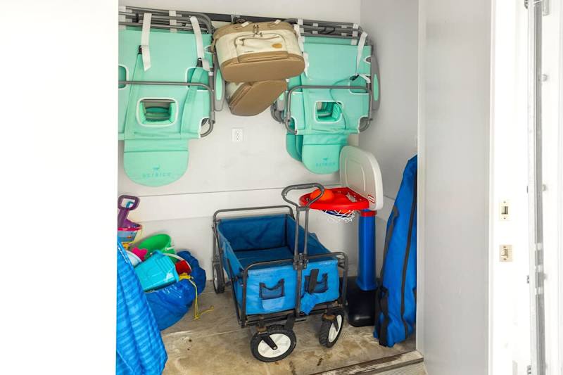 Headed to the beach? We have you covered with all of the essentials! Found in the garage closet.