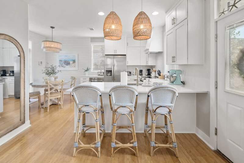 Kitchen island includes seating for 3.