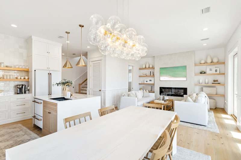 Living area features plenty of seating and a smart tv for unwinding in the evenings.