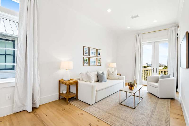 Third floor seating are features a smart tv.