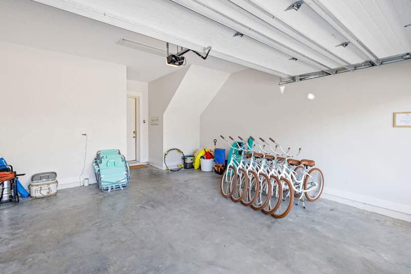 Home features 6 adult bikes! We provide multiple beach chairs, boogie boards, umbrella, and a beach cooler!