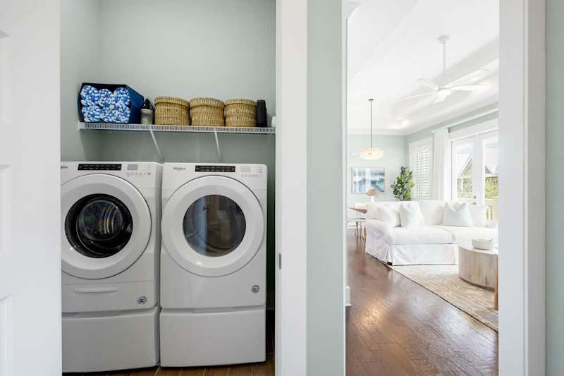 Full size washer and dryer in the home.
