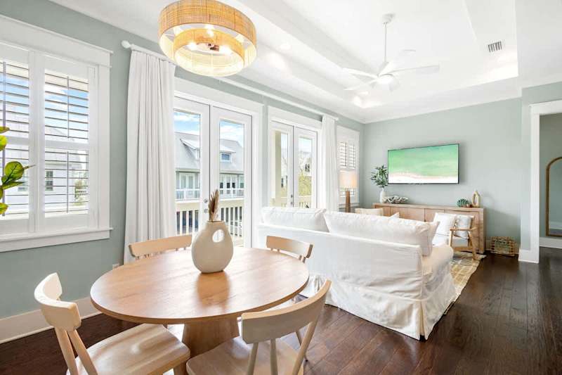 Dining room table includes seating for 4.