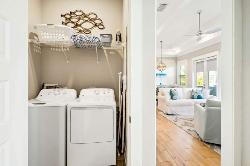 Full size washer and dryer in the home.