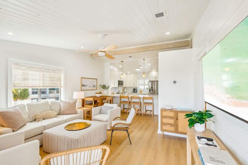 Living room includes a smart tv. Perfect for unwinding together in the evenings.