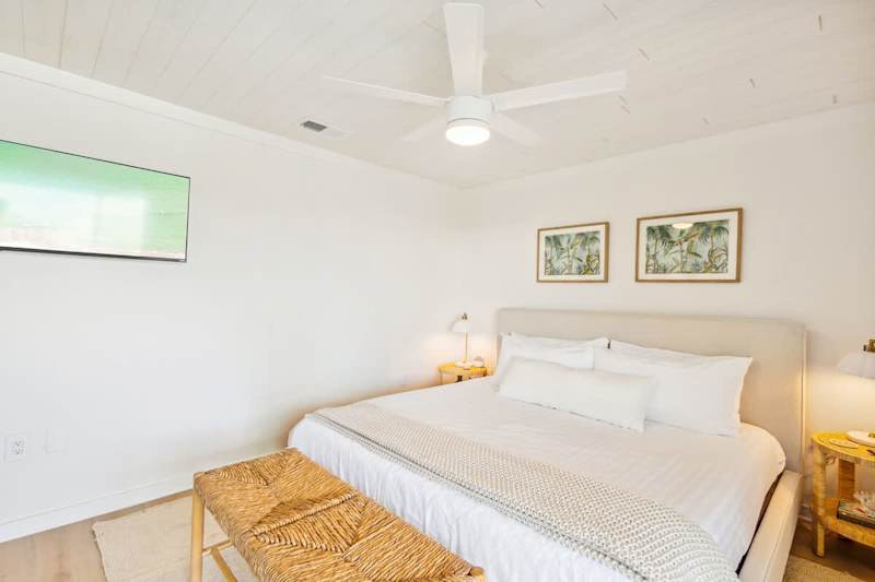 Bedroom features a king bed, smart tv and ensuite.