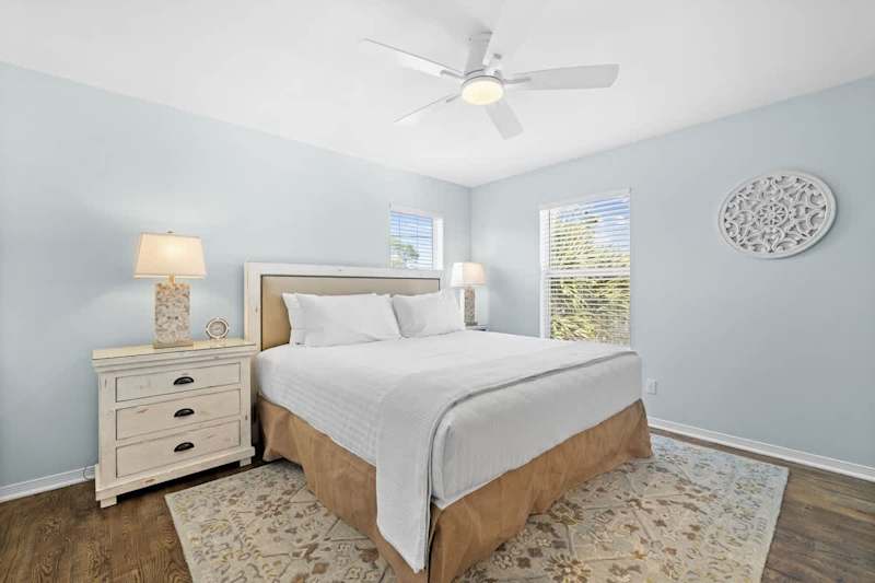 Bedroom #2 features a king bed and smart tv.