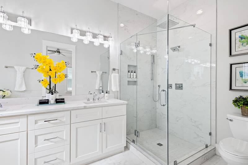 Bathroom features dual vanities, large walk-in shower and soaker tub! Public Goods amenities in every bathroom.