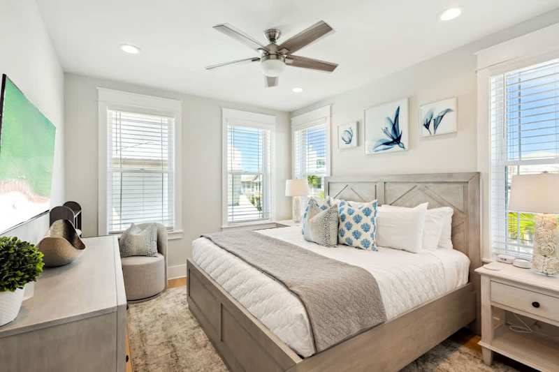 Bedroom #5 features a king bed, smart tv and dedicated work space.