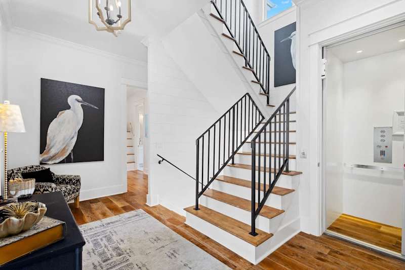 Home features an elevator that services each floor.