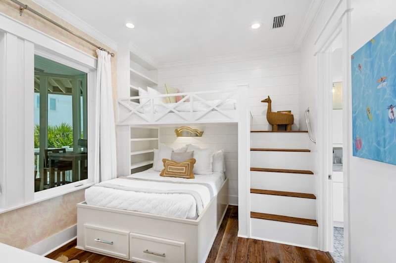 Bedroom #5 features a twin over full bunk bun, smart tv and ensuite.