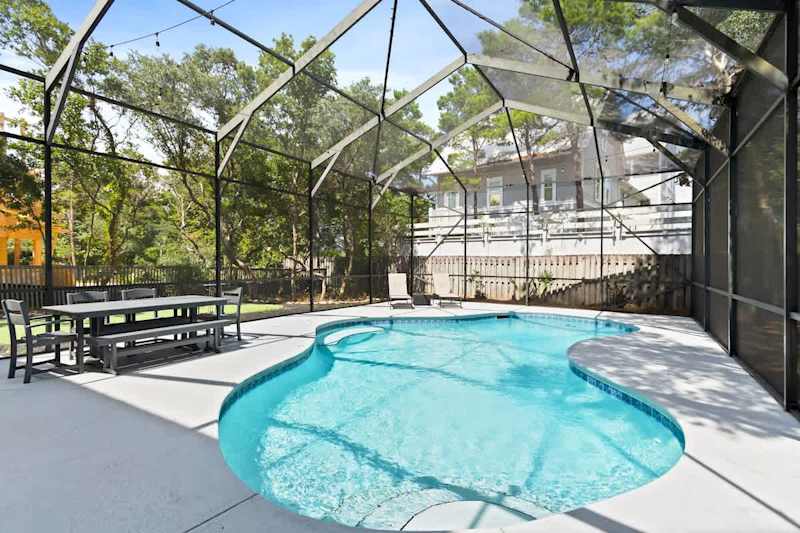 Home features a private covered in pool with plenty of patio space to bask in the sun!