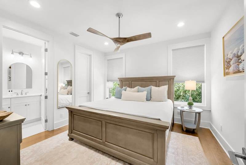 Bedroom #3 features a king, with ensuite bathroom and smart tv.