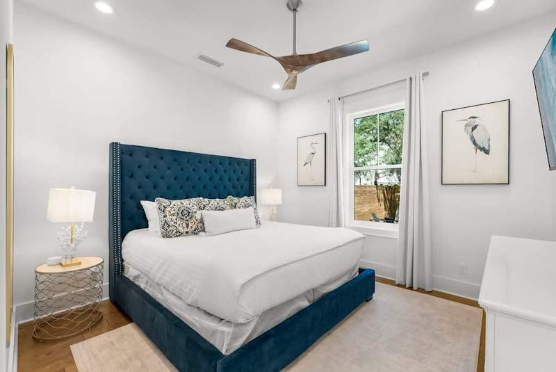 Bedroom #1 features a king, with ensuite bathroom and smart tv.