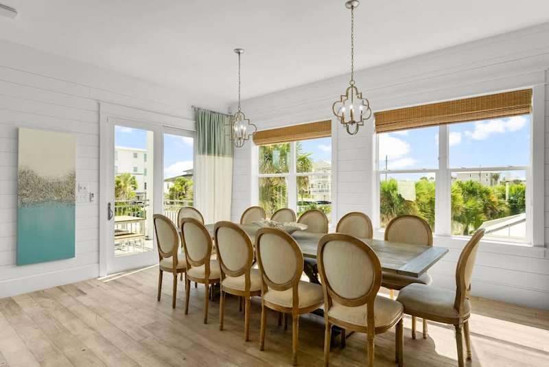 Dining room table includes seating for 12.