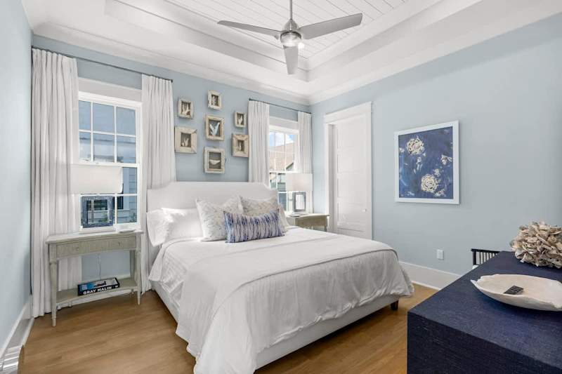 Bedroom #3 features king bed, with Jack 'n' Jill bathroom and smart tv.