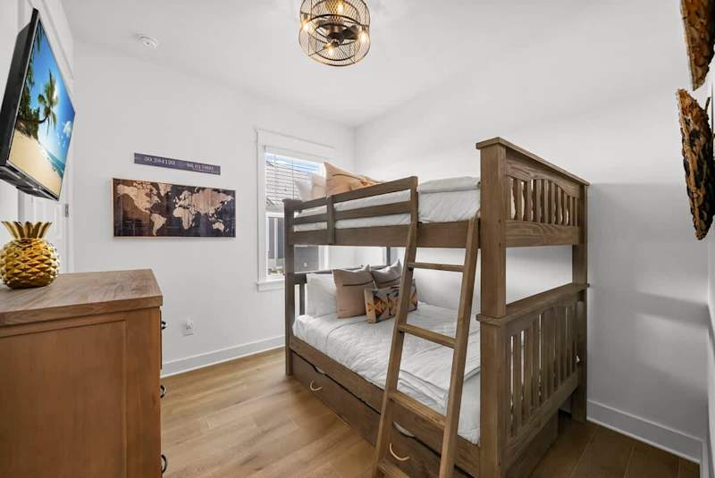 Bedroom #2 features full/full bunk with trundle bed and a smart tv.
