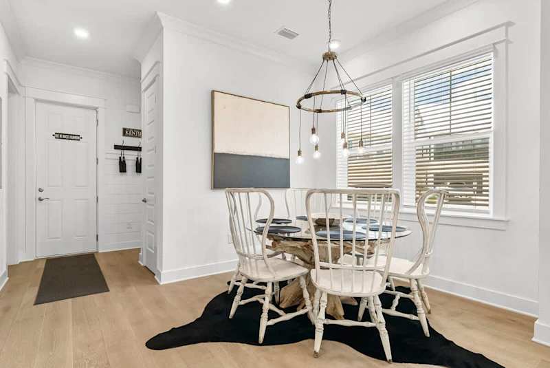 Dining room table with seating for 6.