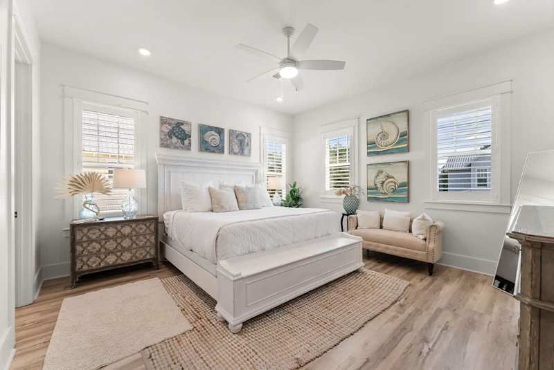 Bedroom #3 features king bed, with ensuite & smart tv.