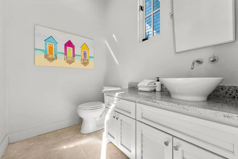 Half bathroom off the pool.
