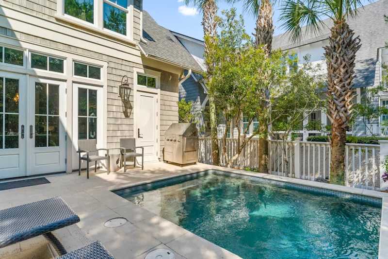 Home features a private pool.