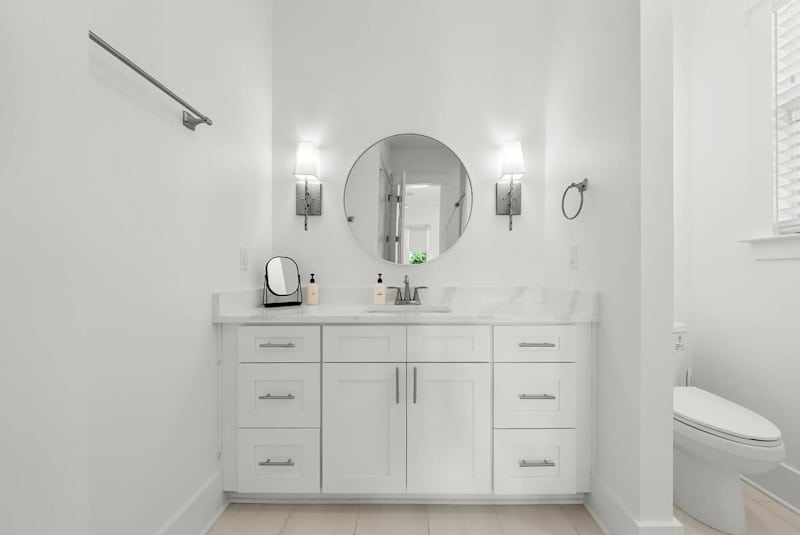 Bathroom offers a walk-in shower.