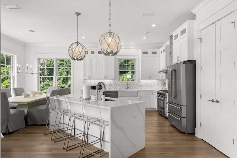 Second floor open space kitchen & dining.